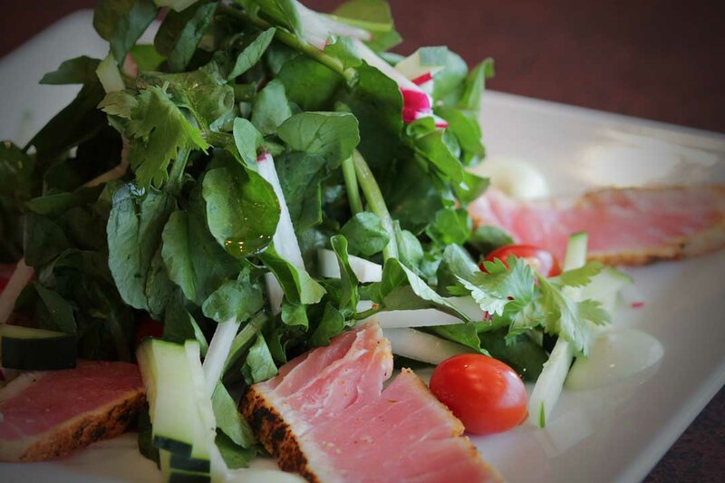 Close up view of Ahi tuna salad